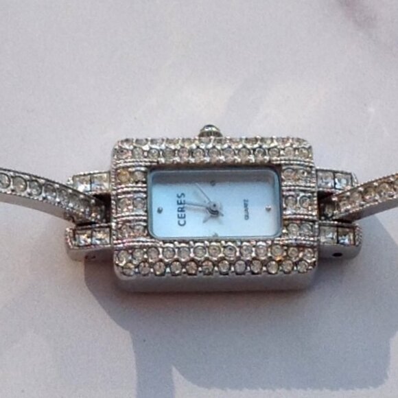 Ceres Ladies Watch Art Deco Tank Pave Crystal Bling main image 10